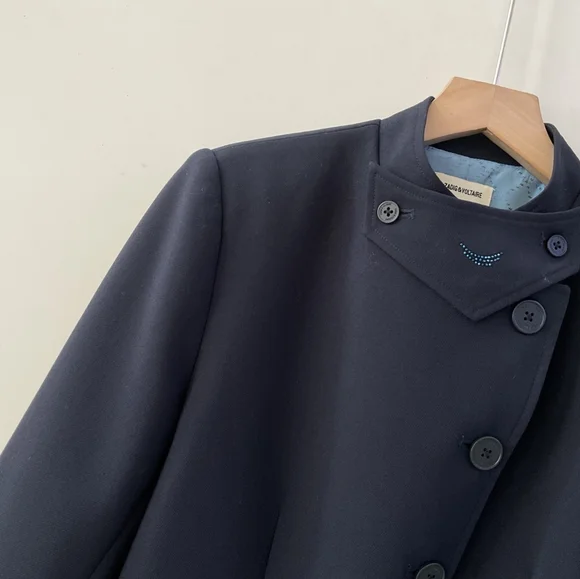 Zadig & Voltaire Verysa Navy Asymmetrical Blazer - Picture 9 of 14